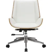 Miliboo - Design-Bürosessel helles Holz und PolyurethanWeiß CURVED