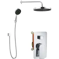 Kielle Vega - Duschset mit Unterputzarmatur, für 2 Verbraucher, mit Zubehör und Einbaukörper, verchromt 20618SP40