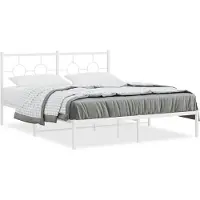 vidaXL Bettgestell mit Kopfteil Metall Weiß 150x200 cm