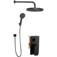 Kielle Vega - Duschset mit Unterputzarmatur, für 2 Verbraucher, mit Zubehör und Einbaukörper, schwarz matt 20618SP44
