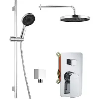 Kielle Vega - Duschset mit Unterputzarmatur, für 2 Verbraucher, mit Zubehör und Einbaukörper, verchromt 20618SP20