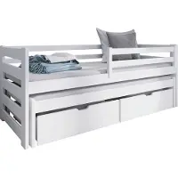 Mirjan 24 Kinderbett mit Stauraum Senso 90, Bett mit zwei Bettschubladen und 2. Schlafgelegenheit, 206x96x78 cm (Farbe: Weiß)