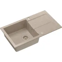 Quadron Spülbecken 1-Becken Spüle | Größe: 78 x 45 x 18,5 cm | CHRISTIAN 111 | Küchenspüle Granitspüle aus GraniteQ mit Siphon | Beige