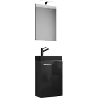 VCM 3-tlg Set | Waschplatz für Gäste WC | Gästebad | Waschtisch mit Spiegel | Badezimmer Set – Slito SP-BL