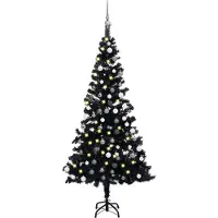 vidaXL Eleganten-Stil Künstlicher Weihnachtsbaum Beleuchtung & Kugeln Schwarz 120 cm DE53290