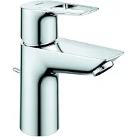 GROHE Einhand-Waschtischbatterie BauLoop 23335_1, S-Size, Einlochmontage, mit Temperaturbegrenzer, EcoJoy Mousseur 5,7 l/min, Zugstangen-Ablaufgarnitur aus Kunststoff 1 1/4'', chrom