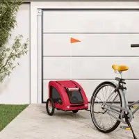 vidaXL "im Angebot" Fahrradanhänger Hunde - Stoff-Haustierfahrradanhänger - Rot Oxford-Gewebe und Eisen - Fahrradanhänger CC25207