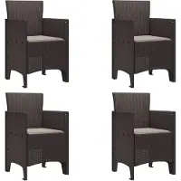 vidaXL Möbel Gartenstühle mit Kissen 4 Stück Braun Poly Rattan - Gartenstühle 847474