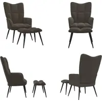 vidaXL Relaxsessel mit Hocker Dunkelgrau Samt - Relaxsessel - Sessel - Armsessel - Relaxstuhl