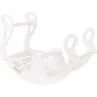 KiddyMoon Rocker WR-001 Bogen Wippe Holzspielzeug Montessori Kletterbogen Für Babys Und Kinder, Weiß