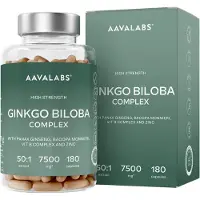 Aavalabs Ginkgo Biloba Kapseln 7500mg | Bacopa, Ginseng & Vitamin B 6-Monats-Vorrat 180 St