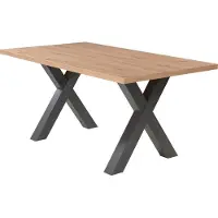 Mäusbacher Esstisch - Asteiche Nachbildung - Schwarzstahl Nachbildung - 180 x 90 cm
