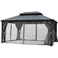 Jet-Line Pavillon Gartenpavillon 3x3,65 anthrazit DAMASKUS aus Aluminium mit festem Dach UV-Schutz wasserabweisende Überdachung Sonnenschutz Terrasse Garten