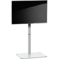 VCM TV Standfuß schwenkbar mit Zwischenboden | Aluminium Ständer für Fernseher 26-70 Zoll bis 40 kg | ESG-Sicherheitsglas | Maße ca. H. 100 x B. 60 x T. 45 cm | bis VESA 400x400 | TV Möbel Alani