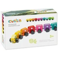 Cubika Holzspielzeug, bunte Regenbogenraupe für Kinder
