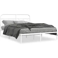 vidaXL Bettgestell mit Kopfteil Metall Weiß 140x200 cm