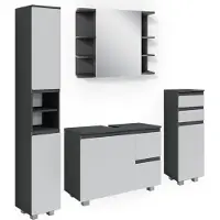 Vicco Badmöbel-Set J-Shape Anthrazit 4 Teile, Model 40132