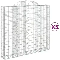 vidaXL Gabionen mit Hochbogen 5 Stk. 200x50x180/200cm Verzinktes Eisen