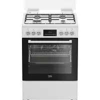 Beko FBM62320WDSL, Freistehender Herd, Weiß, Drehregler, Berührung, Weiß, Vorderseite, Metall
