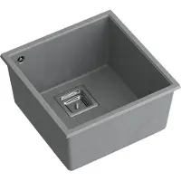 Quadron Spülbecken 1-Becken Spüle | Größe: 41 x 42 x 22,5 cm | DAVID 40 | Küchenspüle Granitspüle aus GraniteQ mit Siphon | Grau & Stahl