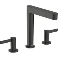 Hansgrohe Finoris 3-Loch Waschtischarmatur 160 mit Push-Open Ablaufgarnitur, Ausladung 169mm, 76034340, Farbe: Brushed Black Chrome