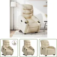 The Living Store Relaxsessel mit Aufstehhilfe Creme Stoff