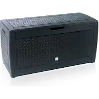 Proregal CAP’N COOK klappbare Gartenbox | LxBxH 119 x 48 x 60 cm | 310 Liter Stauraum Platz | Kissenbox mit Deckel | Haltegriffe und Rollen | Flechtoptik | Auflagenbox | Grau | Anthrazit