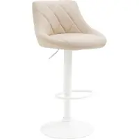 CLP Barhocker Lazio höhenverstellbar und 360 Grad drehbar creme Gestell Farbe weiß