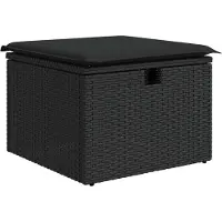 vidaXL Sofa Set mit Kissen mit Speicher Schwarz Poly-Rattan