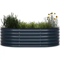 Blumfeldt High Grow Extended Hochbeet - Ergonomisches 300-l-Hochbeet aus Rostfreiem Galvalume-Stahl, 150 x 60 x 43 cm, Anthrazit - Rückenschonend und Wetterfest für Garten, Kräuter und Gemüseanbau