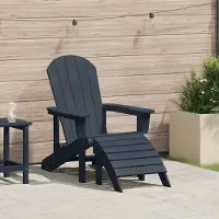 vidaXL Adirondack-Stuhl mit Fußstütze Marineblau HDPE, Gartenstühle DesignMöbel Neu