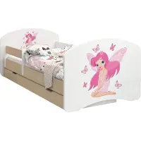 BDW Kinderbett, Doppelseitiges mit Schublade, Prinzessin mit Schmetterlingen, 180/90