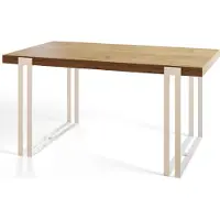 Alpi Möbel Rechteckiger Esstisch Ausziehbar Rosa, Moderner Wohnzimmertisch 160-260x90x77 cm, Craft mit Metallbeinen in Weiß