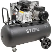 Stier Kompressor LKT 880-10-90, 3000 W, max. Druck 10 bar, 90 Liter Tank, 81 kg, geeignet für Anwendungen mit hohem Luftbedarf, Reifenwechsel, Bauarbeiten