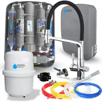 ARI Wasserfilter Set RO7 Slim mit 3-Wege Küchenarmatur Chrom, 7-stufige Filtration, Mineralisierung, Osmoseanlage