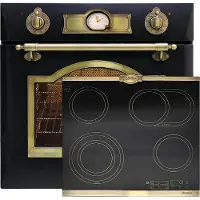 Kaiser Herd Set EH 6355 Em Retro Elektro Einbau Backofen Autark 60 cm 67L + KCT 6185 Em Exklusives High Light Glaskeramik Kochfeld 60 cm