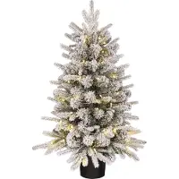 Black Box Trees Grimshaw Künstlicher Weihnachtsbaum im Topf mit LED-Beleuchtung und Timerfunktion - H90 x Ø61 cm - Grün, Weiß