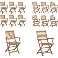 vidaXL Klappbare Gartenstühle 6 Stk. mit Kissen Massivholz Akazie - Gartenstuhl - Gartenstühle - Gartensessel - Klappstuhl