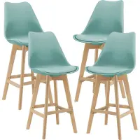 En.casa Barhocker Lublin 4er Set Barstuhl mit Rückenlehne Bistrohocker Set 4 Teilig Gepolstert Mintgrün []