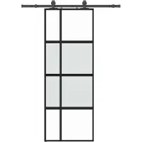 Syfax Schiebetür mit Beschlag Schwarz 76x205 cm Hartglas
