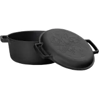 Brizoll Gusseisen Topf 4L Gusseisentopf Ø 24cm Brotbacken Kochtopf mit Deckel-Bratpfanne