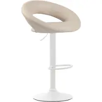 CLP Barhocker Olinda Kunstleder höhenverstellbar und drehbar Farbe creme Gestell Farbe weiß