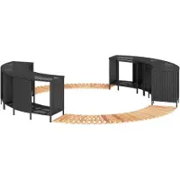 vidaXL Möbel Whirlpool-Umrandung Schwarz Poly-Rattan und Massivholz Akazie - Poolzubehör &18939