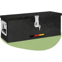 DELUKE Aluminiumbox mit Deckel - Abschließbar | Alubox Deichselbox Alu Anhängerbox Werkzeugkiste Metall Transportbox Metallkiste, 60x23,5x23cm Schwarz