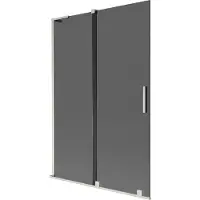 Mexen Velar L Badewannenabtrennung 2-flügelig verschiebbar 120 x 150 cm, Graphit, gebürstetes Nickel - 896-120-003-41-97