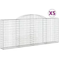 vidaXL Gabionen mit Hochbogen 5 Stk. 300x30x120/140cm Verzinktes Eisen