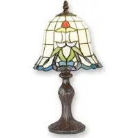 Casa Padrino Luxus Tiffany Hockerleuchte Mehrfarbig Ø 19,5 x H. 36,5 cm - Tiffany Tischleuchte - Tiffany Schreibtischleuchte - Tiffany Leuchten - Luxus Leuchten - Luxus Interior