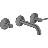 Axor One 3-Loch Waschtischarmatur Unterputzmodell für Wandmontage, Auslauf 160mm, mit Hebelgriffen, 48150340, Farbe: Brushed Black Chrome