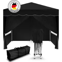 Kronenburg Faltpavillon 3x3m - Wasserfest, UV-Schutz 50+, 4 Seitenteile, schwarz