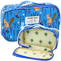 Leantoys Federmäppchen, Schul-Organizer, Kosmetiktasche, zusätzliche Tasche, Blau, 22,5 cm